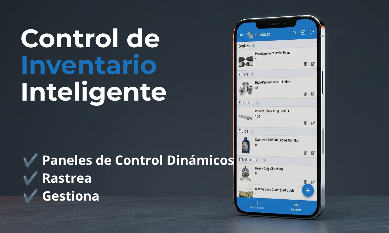 Panel de control de inventario en el móvil